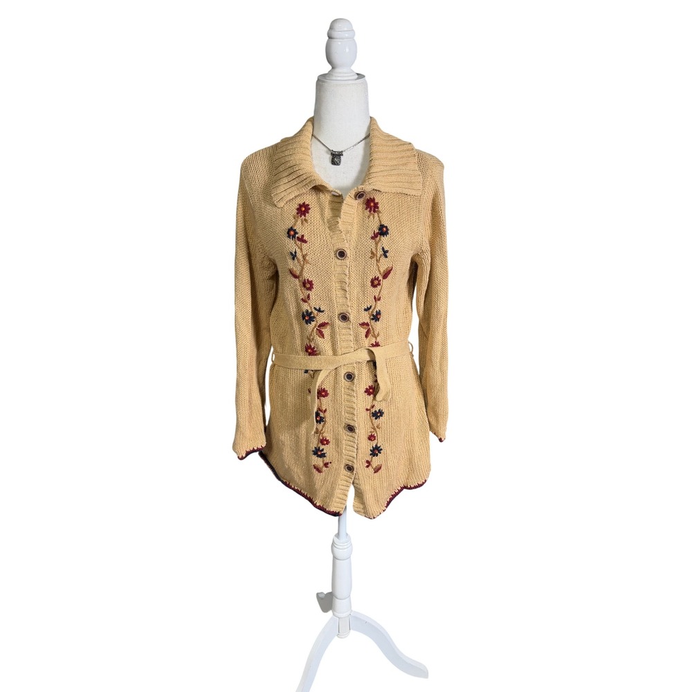 Vintage Y2K Mary-Kate‎ & Ashley Embroidered Belted Knit Cardigan Sweater 16x/S
